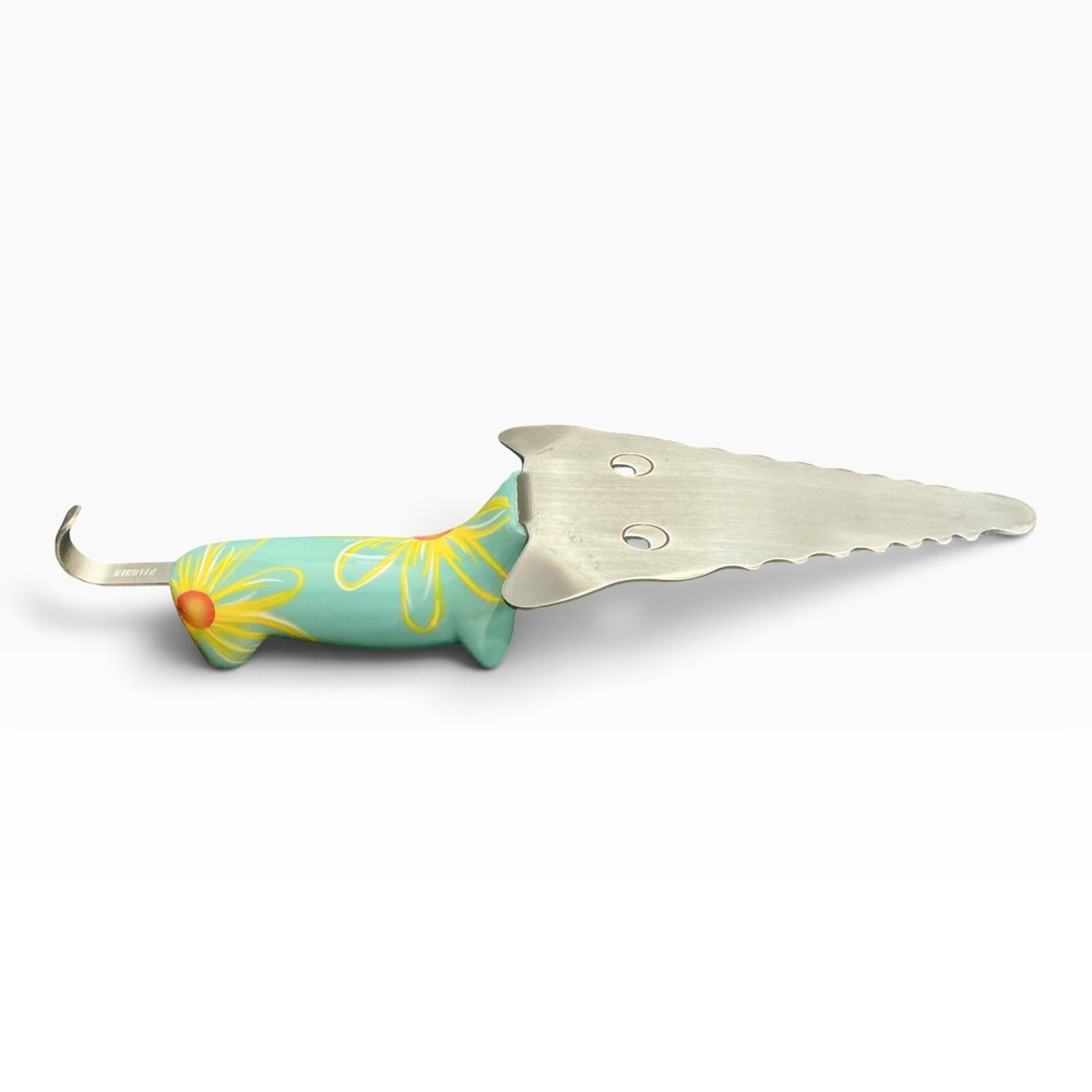 Pylones Filou Dachshund Dog Floral Cake Pie Server Teal French Whimsical Y2K
